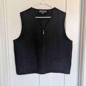 Herman Geist Vintage 100% Wool Zip Vest - Black sz 1X